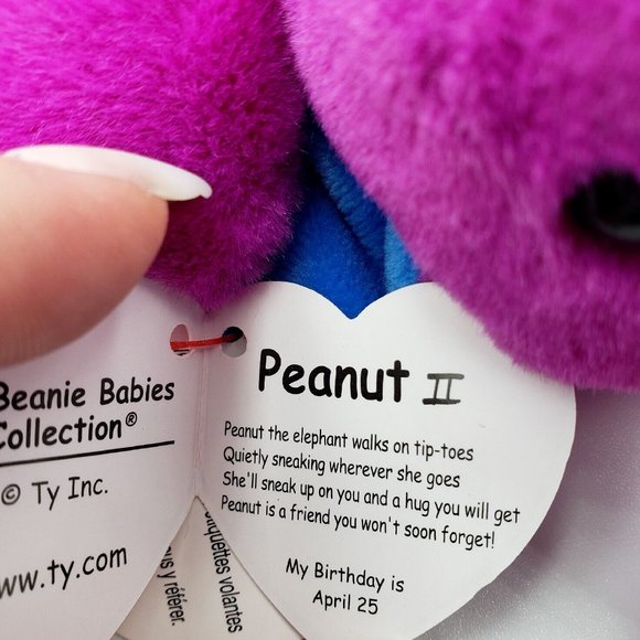 NWT 2023 Beanie Babies Peace II Peanut II Squealer II 30th Anniversary Lot of 3 - Picture 7 of 10